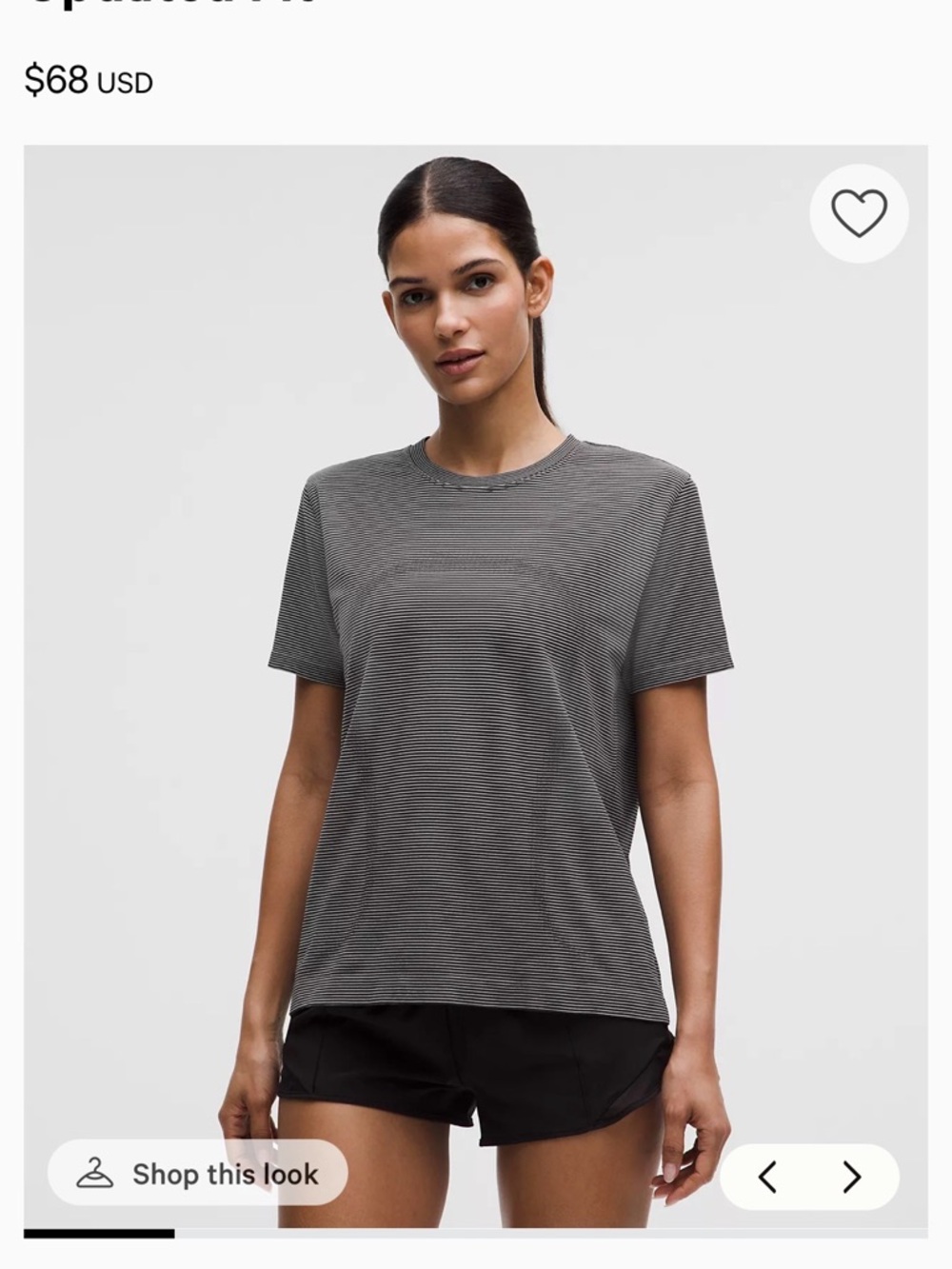 Lululemon Athletica Black / White Striped Athletic Top is still available online